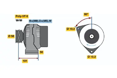 BOSCH 0 123 320 041 Alternator (14v 90a) W202 93>00 W210 96>02 Sprınter 901>904 96>06 1516430R A0101540802