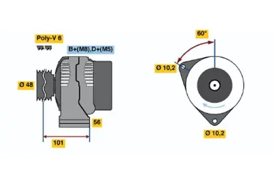 BOSCH 0 123 320 044 Alternator (14v 90a) W124 93>95 W202 93>00 W210 95>00 W163 98>05 