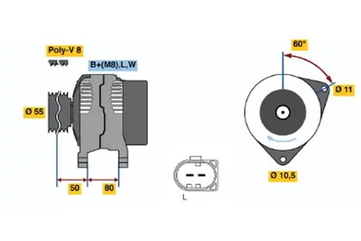 BOSCH 0 124 325 052 Alternator Iveco 1986a00727 504225814