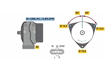 BOSCH 0 124 655 073 Alternator Travego M.L 02.2012 A0001505350