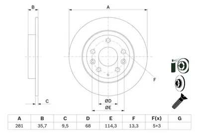 BOSCH 0 986 479 E55 Fren Dısk Mazda Cx-3 10e26251 D10E26251