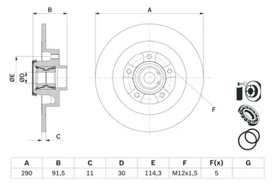 BOSCH 0 986 479 F42 Arka Fren Dıskı Rulmanlı Grand Scenıc Iıı 2,0 Turbo / 2,0 Dcı 5 Bıjon 432029176R