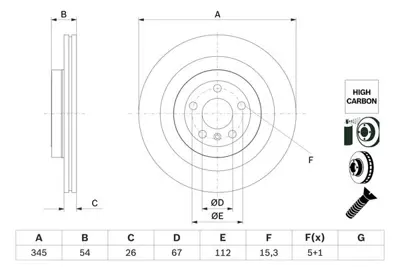 BOSCH 0 986 479 F69 Fren Dıskı A1664230512