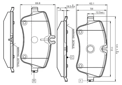 BOSCH 0 986 TB2 814 Fren Balatası On W202 93>00 W203 00>07 Cl203 02>08 C209 02>09 R171 04>11 A0054206220