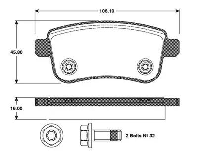 BOSCH 0 986 TB3 093 Arka Fren Balatası Megane Iıı 1.6 16v 1.5 Dcı 1.9dcı 2.0 16v 11 / 2008> 440603734R