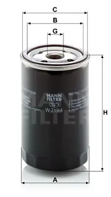 MANN FILTER W 719/4 Fıltre 5000186 5417584 6511793 A0031840601 N152H1010