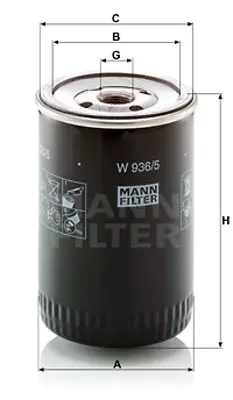 MANN FILTER W 936/5 Admiral-A 4.6 46 S  140 Kw / 190 Hp  04.1965-03.1969 3850559 5000188 650375