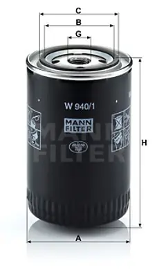 MANN FILTER W 940/1 Yag Fıltresı Alfa Romeo 15208W3401 1560B41010000 1930329 3563591 498401 5457752S 75065702 785203020071 82300672 990937 ERR1168 LM4AHW2327 XM3J6731FA