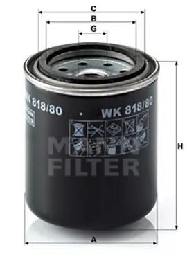 MANN FILTER WK 818/80 Yakıt Fıltresı Turbo Mıtsubıshı Fuso Canter Fe635 Fe659-T Fe839 Fe859 Hd35 4d34-T 119530040 2330387304000 3194541002 ME229355