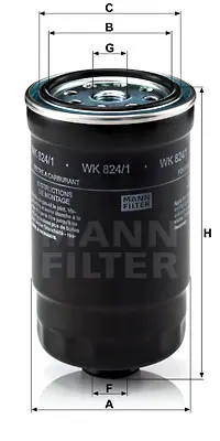 MANN FILTER WK 824/1 Mazot Fıltresı Accent Blue 1.6 Crdı 2011-> Accent Era 1.5 Crdı 2008-> H100 Kamyonet 2.5 Crdı 2008->  31922C8900