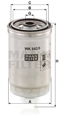 MANN FILTER WK 842/8 Mazot Fıltresı Punto Iı 1,9td / 1,9jtd 80 / 86hp Sorento 2,5crdı 02> Boxer Iı Jumper Iı Dw10td 1906C7 9947340