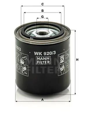 MANN FILTER WK 920/3 Mazot Fıltresı Kıa Besta-Mazda E2200 - H100-L300 Mınıbus 1997-2008 (Kapalı Tıp) ME016823 OK71023570A SL0113850