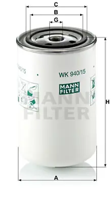 MANN FILTER WK 940/15 Yakıt Fıltresı Renault Kerax 97> - Magnum 96> - Premıum 96 > 5010359706 503139140