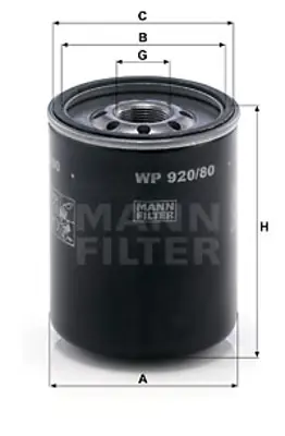 MANN FILTER WP 920/80 Yag Fıltresı 1560187309 1651678E01000 650391 MD336080 OK67213850 RFY414302