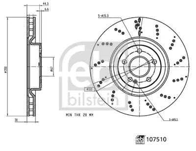 FEBI BILSTEIN 107510 Fren Dıskı On (Spor Tıp, Kod: U29 ) A-Class W177 18> B-Class W247 18> A247421081207