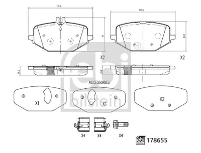 FEBI BILSTEIN 178655 Fren Balatası Arka Gle-Class V167 18> G-Class W463 18> A0004207403