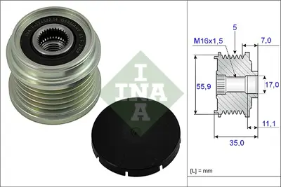 INA 535 0008 10 Alternatör Gergi Rulmanı Alternatör Kasnağı Passat-A4-A6 1.6-1.8t Aeb-Apu-Alz 6B903016B