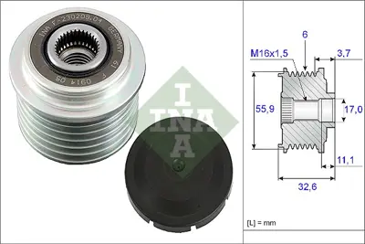 INA 535 0032 10 Alternator Kasnagı Delco Tıp 6 Kanal Corsa A B 48903017A