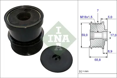 INA 535 0070 30 Alternator Kasnagı Rulmanlı Transıt V184 2.4 Tdcı 00>06 Alternator Oem No Icın 2c1t10300ba YC1T10300BJ