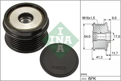 INA 535 0192 10 Alternator Kasnagı (Rulmanlı) Grande Punto 1.3d (05 ) Punto Evo 1.3d (09 12) Mıto 1.3jtd (08 ) 77364721