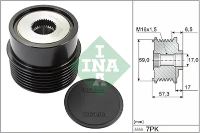 INA 535 0314 10 Alternator Kasnagı (Rulmanlı) Ford Transıt V184 2.4 Dı Tdı Tdcı  01>07 (Takvıyelı) YC1U10300EA