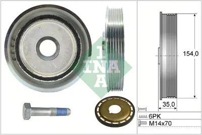 INA 544 0112 21 Crank/Pul/Kit Fead Single 208 515V3 7M5Q6B319BB 9683886680 LR022656 MN982079