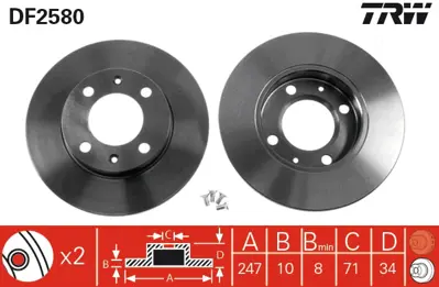 TRW DF2580 Arka Fren Aynası Peugeot 405 1.8. 1.9. 1.9ı. 2.0 87>96 4246G9