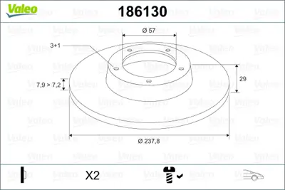 VALEO 186130 On Fren Dısk Aynası P106 Ax Zx 1,0 / 1,0ı / 1,1 / 1,1ı / 1,4d 88 96 Saxo S 1,0ı / 1,1ı 96> (Hava Sog 4249C5 95661810