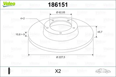 VALEO 186151 Fren Dısk Aynası On 227mm 131 Dks 71738422 SE022165002A