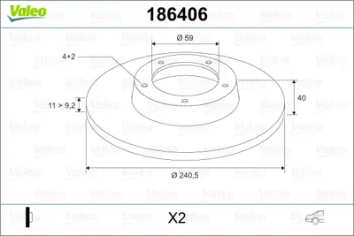 VALEO 186406 On Fren Dıskı Fıat 500 500c 07> Tempra Tıpo Punto Panda Marea Bravo 96> Alfa Romeo 145 146 155 92> F 1715410