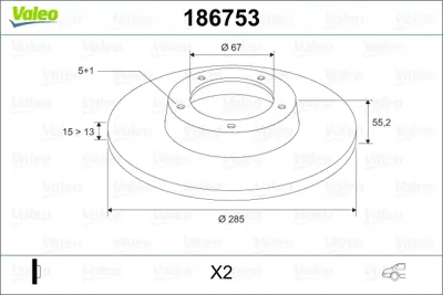 VALEO 186753 Fren Dıskı Arka Ml-Class W163 98>05 A1634210112