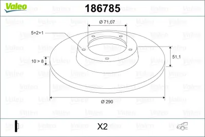 VALEO 186785 Arka Fren Aynası P607 2,0 2,0 Hdı 2,2 Hdı 2,7 Hdı 3,0 V6 02 / 00>olcu: (Cap:290 Kalınlık:10x5dl) 4246V7