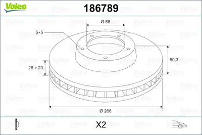 VALEO 186789 On Fren Dısk Aynası Havalı Volvo  S60 00>10  S80 98>06 Xc70 00> 07 V70 Iı  99>07  31471830