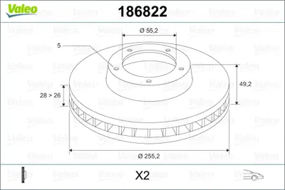 VALEO 186822 Fren Diski Ön X2 Toyota Carina E At/St19 2/1992 12/1997 1.6 İ. 1.8 İ. 2.0 D. 2.0 Td 4351205010