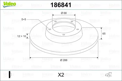 VALEO 186841 Arka Fren Aynası Volvo S60 01-10 S70 01-05 S80 98-06 Xc70 00-07 288x12x5dl 94341674