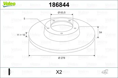 VALEO 186844 Arka Fren Dısk Aynası Connect 1,8tdcı 02>13 Abslı 4475316