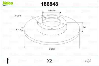 VALEO 186848 Arka Fren Aynası Corolla 1.4 Vvti-1.6 Vvti-1.8 Vvtli 02 1.8 Vvtli 05 258x9x4dl 4243102071