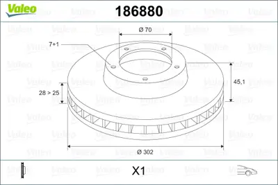 VALEO 186880 Ön Fren Aynası Adet Vectra C-Sıgnum 03 Saab 9.3 02 1.8 2.0 16v 2.2. 3.0 302x28x7dlxhavalı 93171500