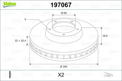 VALEO 197067 Fren Diski Ön X2 Mıtsubıshı Pajero Pinin H7 99 1.8gdı. 1.8i. 2.0gdı MR334996