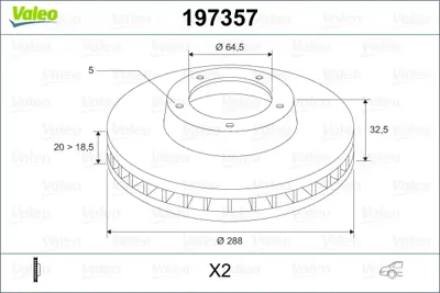 VALEO 197357 Fren Dıskı (Arka) / (X2) Jaguar S Type (10 / 1998>12 / 2003) XR858224