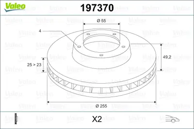 VALEO 197370 Fren Diski Ön X2 Toyota Corolla 02 06 . Corolla Verso 1.6 02 04 4351247020