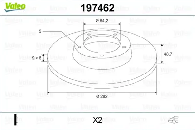 VALEO 197462 Arka Fren Dısk Aynası Duz Honda Accord 09-14 (282x5) 42510TA0A02