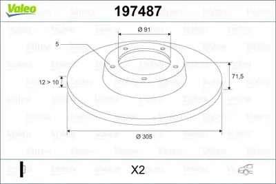 VALEO 197487 Fren Dıskı Arka Renault Master Iıı Movano B 2,3dcı 10> (Tek Teker) 4320600Q0B 432064087R 4421080