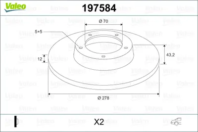 VALEO 197584 Fren Dıskı (Arka) (X2) Fıat 500x (334_) 1.3 D Multijet, 500x (334_) 1.4, 500x (334_) 1.4 4x4, 500x ( 51964082