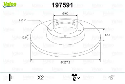 VALEO 197591 Arka Fren Aynası Duz 258mm Lacettı 96549630