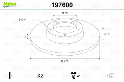 VALEO 197600 Fren Dıskı (Arka) (X2) Suzukı Sx-4 5561155L00 71768089