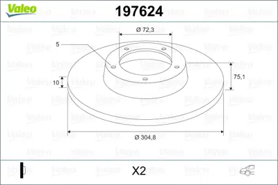 VALEO 197624 Arka Fren Dıskı Jeep Grand Cherokee Iı 99>05 52098666