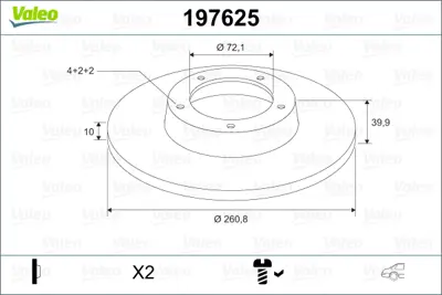 VALEO 197625 Arka Fren Dısk Aynası Kıa Carens 02-> (260,8mm) K9AA26251C