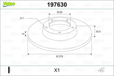 VALEO 197630 Arka Fren Aynası Duz Mazda 6 12> 278x5 GHT226251