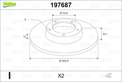 VALEO 197687 Arka Fren Dıskı Chrysler Grand Voyager V Dodge Journey K04721996AB